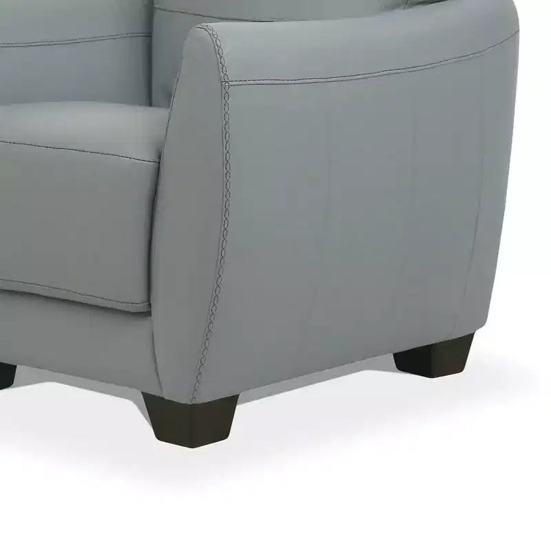 Fauteuil 33" en cuir vert - : Rembourrage moderne en polyester, pieds en bois massif