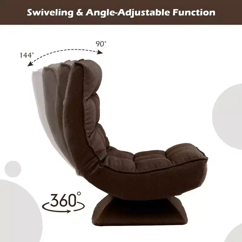 Chaise de sol pivotante à 360° avec 5 niveaux d'inclinaison, oreiller de massage, Gris/Noir/Marron