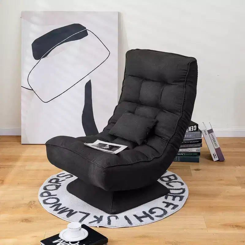 Chaise de sol pivotante à 360° avec 5 niveaux d'inclinaison, oreiller de massage, Gris/Noir/Marron