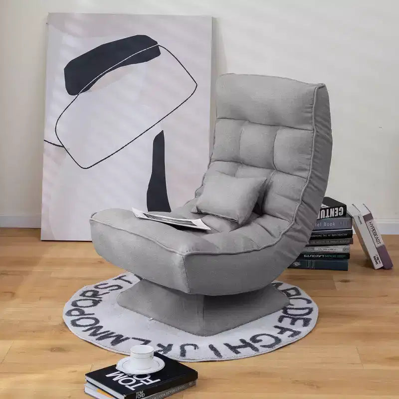 Chaise de sol pivotante à 360° avec 5 niveaux d'inclinaison, oreiller de massage, Gris/Noir/Marron