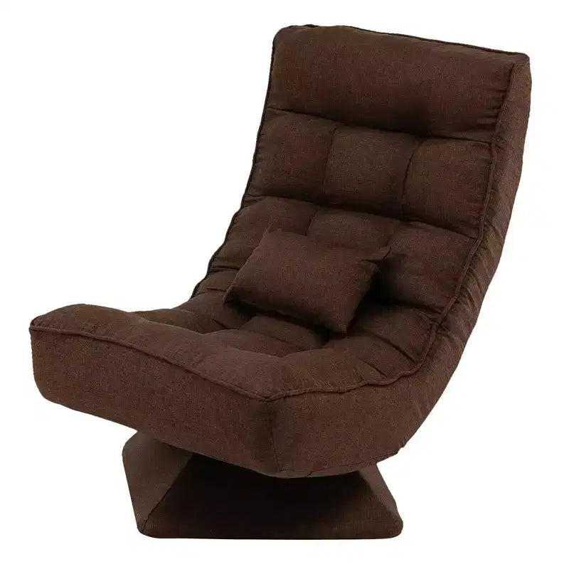 Chaise de sol pivotante à 360° avec 5 niveaux d'inclinaison, oreiller de massage, Gris/Noir/Marron