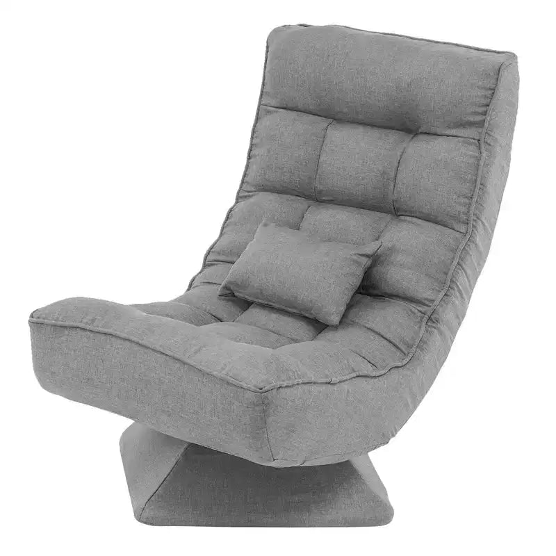 Chaise de sol pivotante à 360° avec 5 niveaux d'inclinaison, oreiller de massage, Gris/Noir/Marron