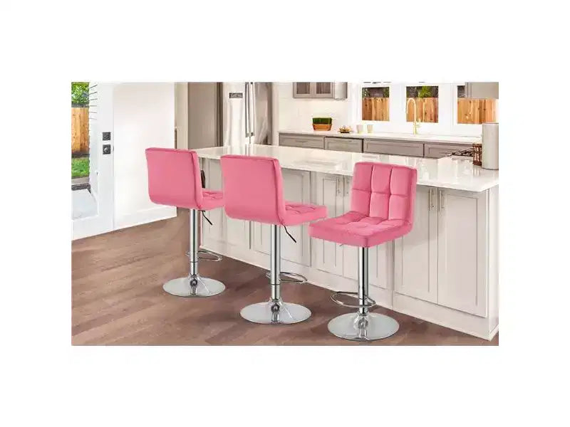 Lot de 2 tabourets de bar pivotants modernes en velours, réglables, avec dossier et grande base piédestal