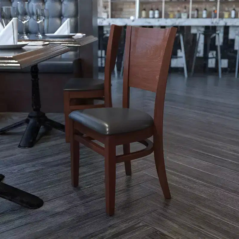 Lot de 4 Chaises de Restaurant en Bois avec Dossier Plein Série Lacey