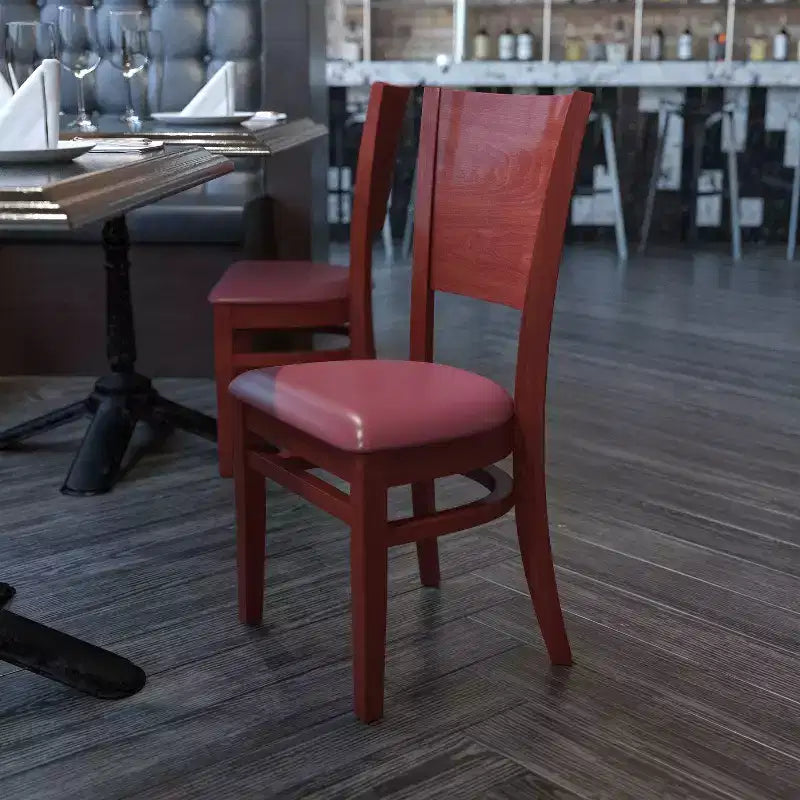 Lot de 4 Chaises de Restaurant en Bois avec Dossier Plein Série Lacey