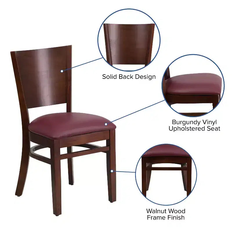 Lot de 4 Chaises de Restaurant en Bois avec Dossier Plein Série Lacey