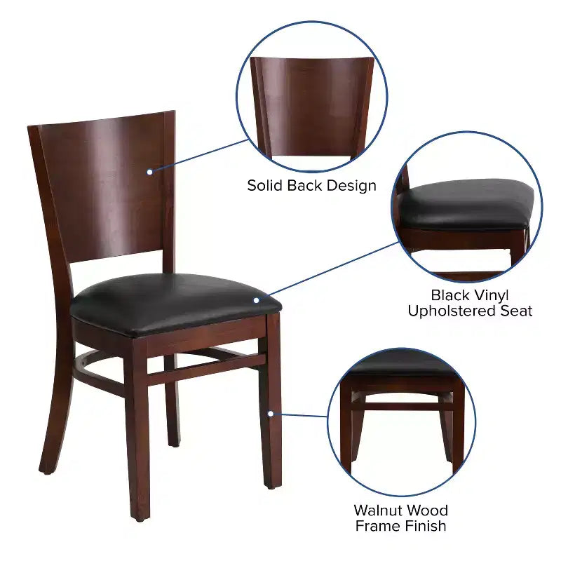 Lot de 4 Chaises de Restaurant en Bois avec Dossier Plein Série Lacey