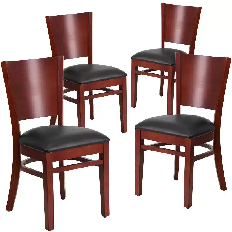 Lot de 4 Chaises de Restaurant en Bois avec Dossier Plein Série Lacey
