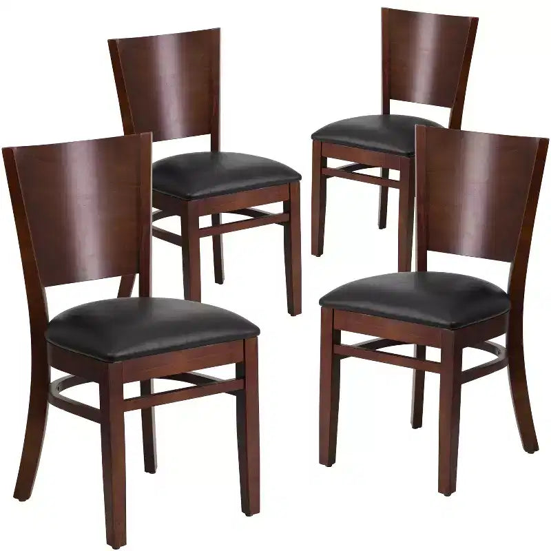 Lot de 4 Chaises de Restaurant en Bois avec Dossier Plein Série Lacey