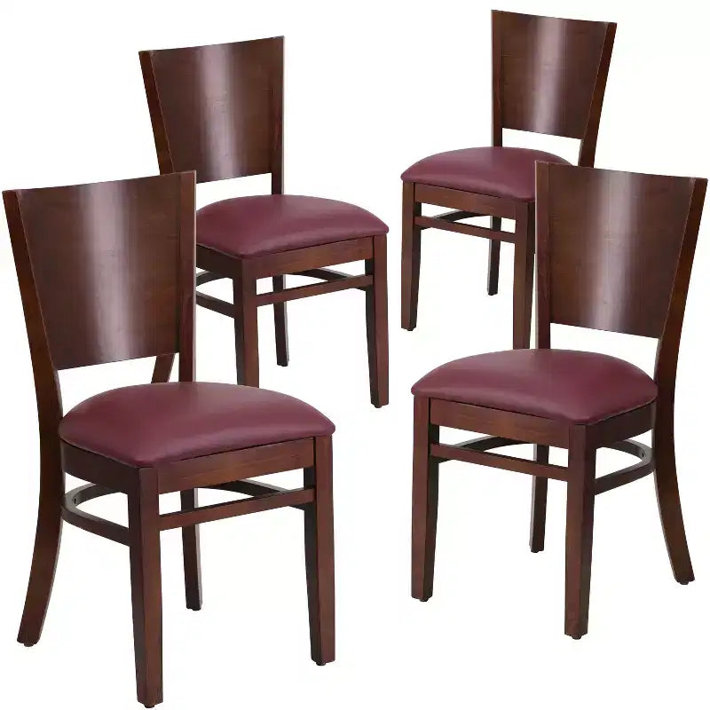 Lot de 4 Chaises de Restaurant en Bois avec Dossier Plein Série Lacey