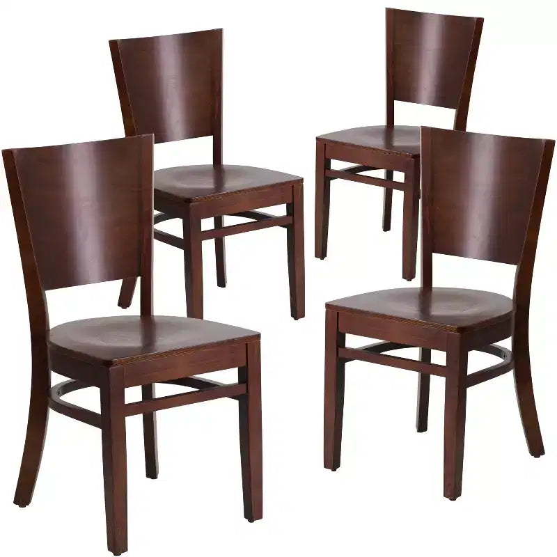 Lot de 4 Chaises de Restaurant en Bois avec Dossier Plein Série Lacey